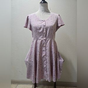 Floral Pink Button-Down Dress